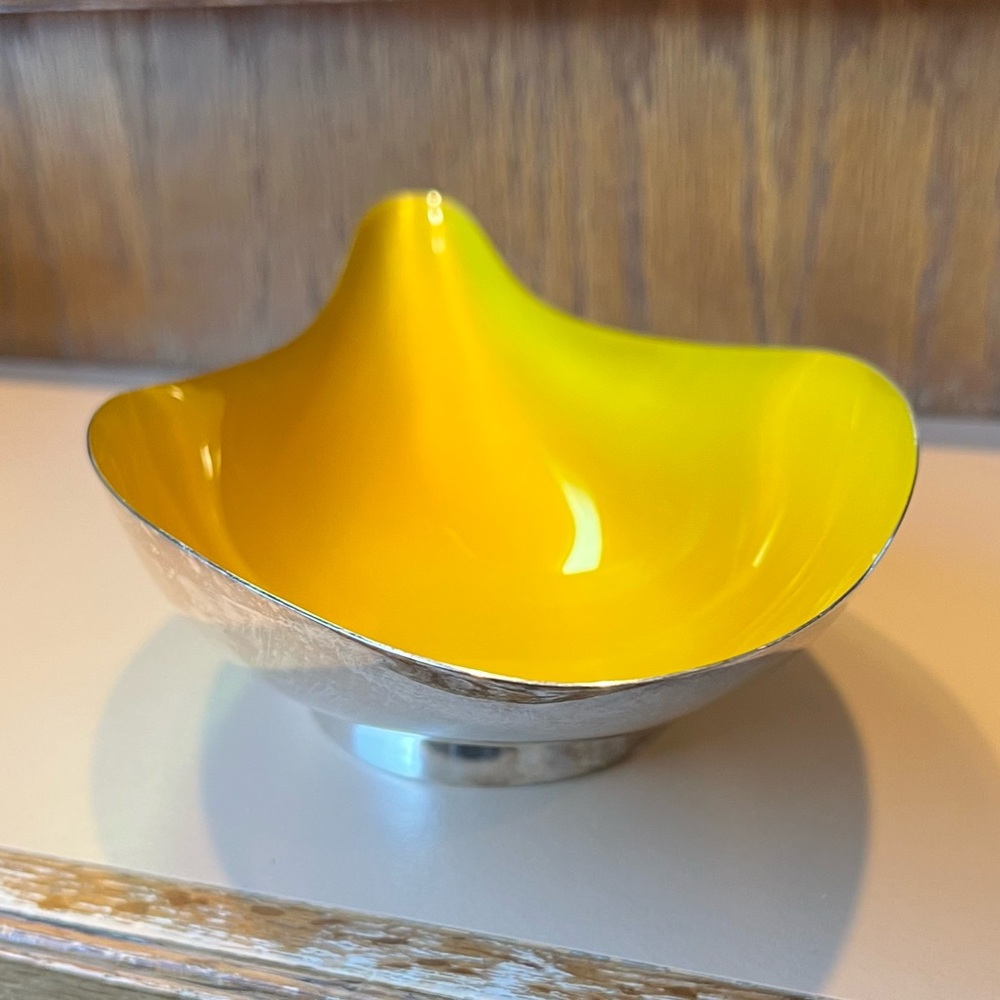 Yellow Enameled Teardrop Tray by Reed & Barton